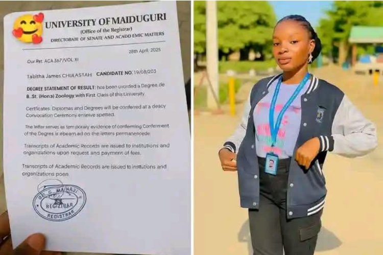 UNIMAID Graduate Tabitha James Chulasayah Achieves First Class Honours In Zoology