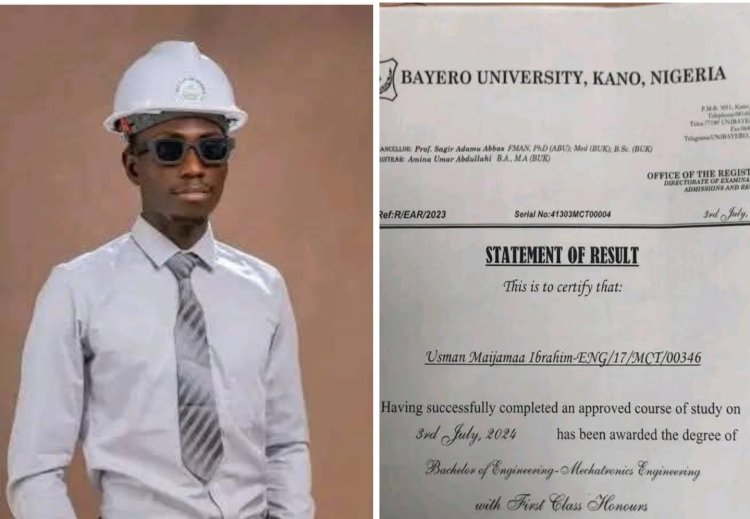 Bayero University Graduate Usman Ibrahim Maijamaa Achieves First Class Honours in Mechatronics Engineering
