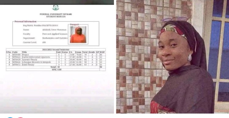 Federal University Wukari Student Aisha Umar Mamman Achieves Perfect 5.0 GPA In Mathematics