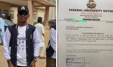 Federal University Dutse Graduate Mustapha Abdullahi Abdulrasheed Achieves Outstanding Academic Success With 4.66 CGPA
