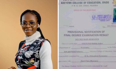 Meet Adeyemi Federal University Graduate Oyetunji Ololade Esther Who Achieves Academic Excellence With First Class In Economics