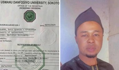 UDUS Student Akande Fatai Ayomide Achieves Academic Excellence With First Class in Agriculture