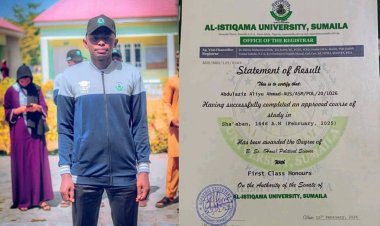 Al-Istiqama University Graduate Abdulaziz Aliyu Ahmad Achieves Academic Excellence First Class Degree in Political Science