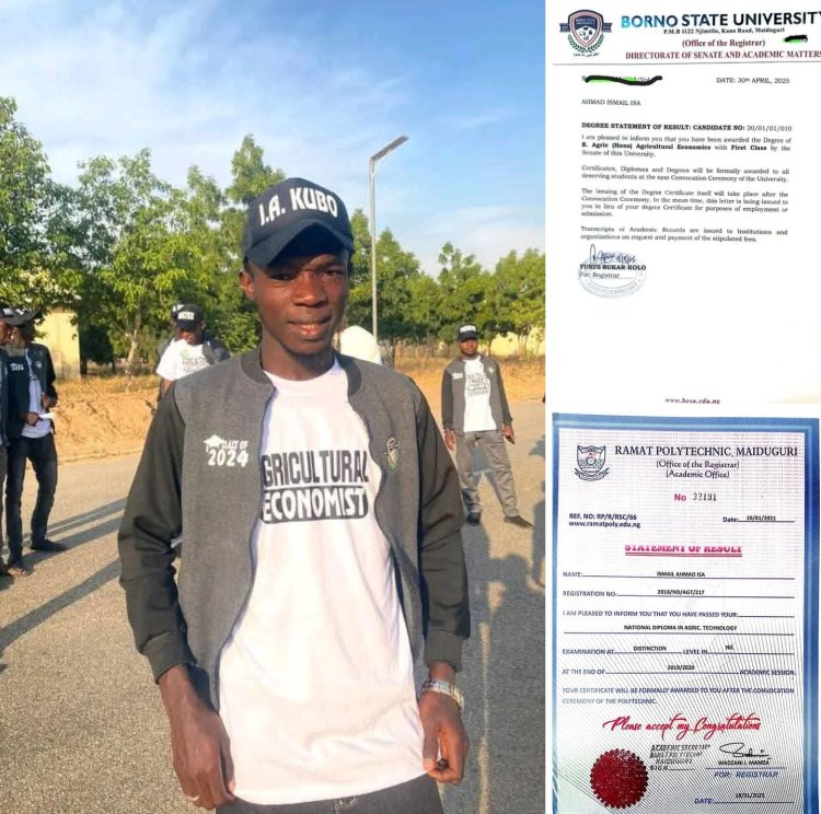 Ramat Polytechnic Student Ismail Ahmad Isa Achieves Double First Class Degree