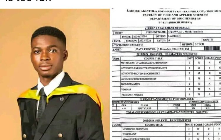 LAUTECH Graduate Achieves Exceptional First Class Degree in Biochemistry