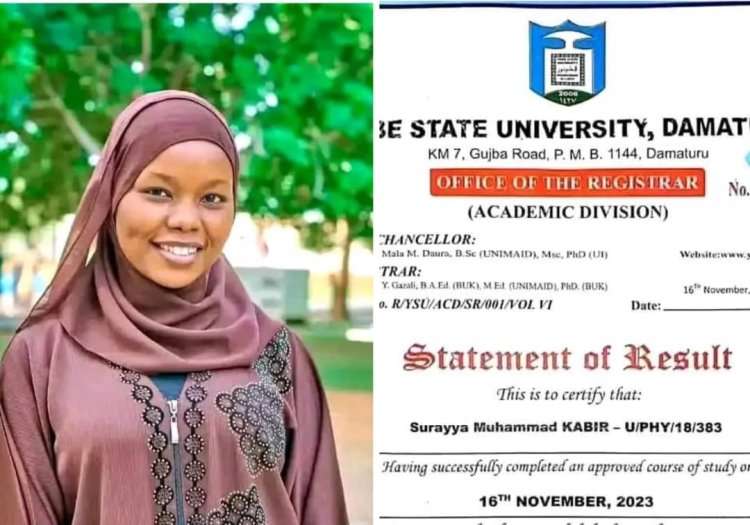 Yobe State University Graduate Surayya Muhammad Kabir Emerges Best Graduating Student In Physics
