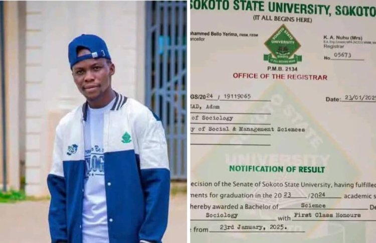 Sokoto State University Graduate Muhammad Adam Celebrates Historic Achievement as First-Ever First Class Graduate In His Department