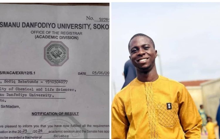 UDUS Graduate Bello Humulkhair Shares His Inspiring Journey to First-Class Honors