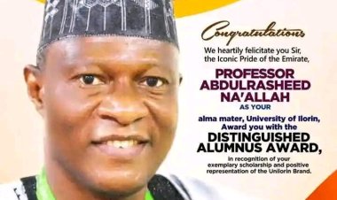 KWASU Ilorin Emirate Staff Congratulate Prof. Na'Allah on Distinguished Alumnus Award