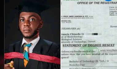 From Lodge Cleaner to First-Class Graduate, Eneh Francis Chinedu Shares His Inspiring Journey
