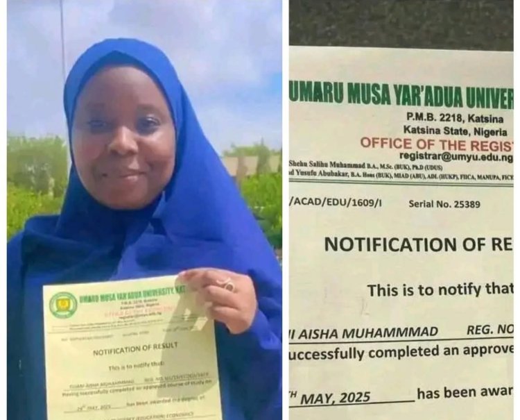 UMYU Graduate Aisha Muhammad Achieves First Class in Education Economics