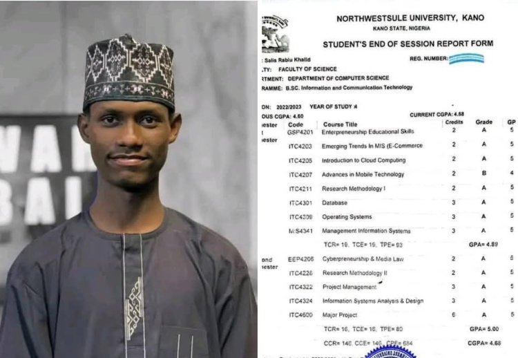 Northwest University Kano Graduate Salis Khalid Rabiu Achieves Academic Excellence With First Class in Information and Communication Technology