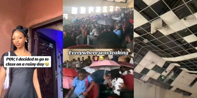IMSU Student Sparks Outrage After Leaking Roof Forces Students to Use Umbrellas During Lecture