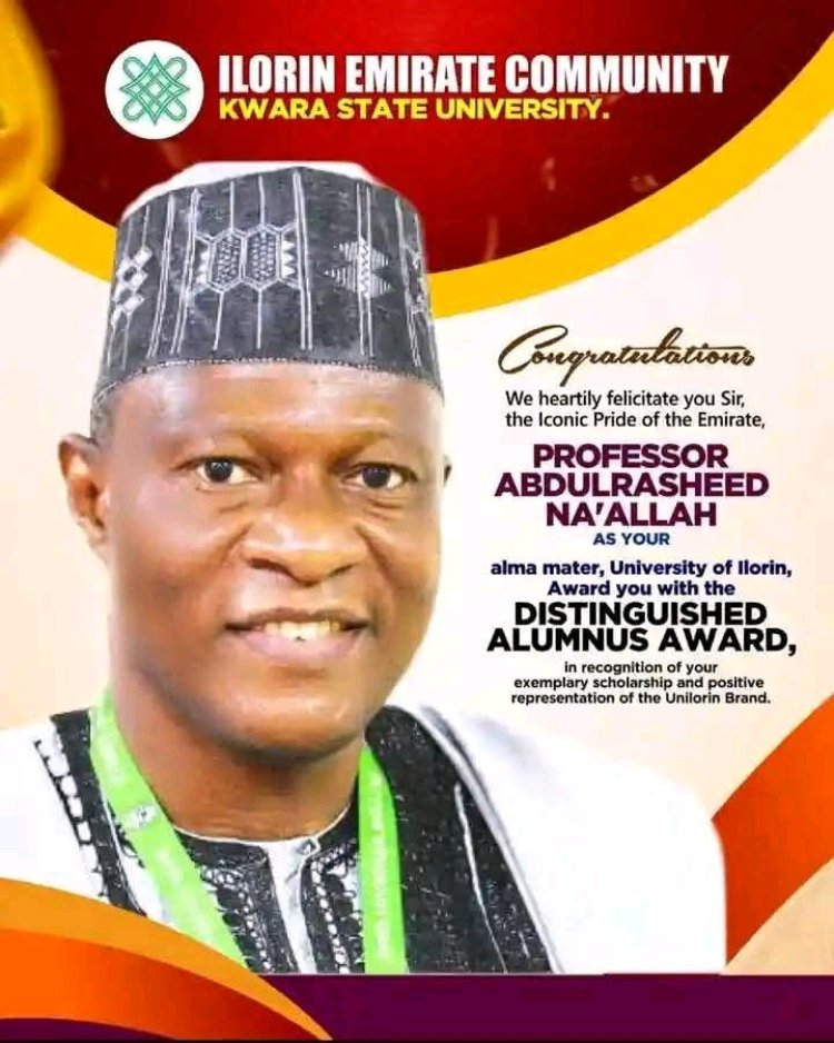 KWASU Ilorin Emirate Staff Congratulate Prof. Na'Allah on Distinguished Alumnus Award