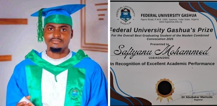 Safiyanu Mohammed Emerges Overall Best Graduating Student at Federal University Gashua