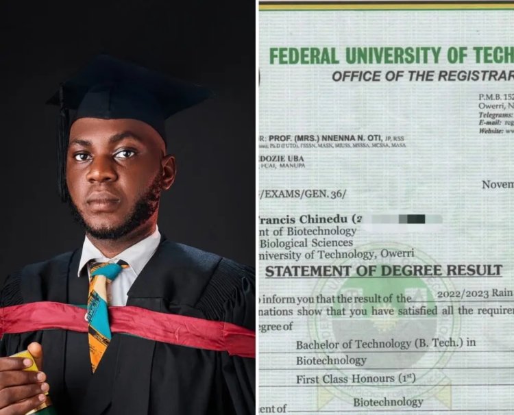 FUTO Student Chinedu Eneh Achieves Remarkable Success, Graduates with First-Class Degree