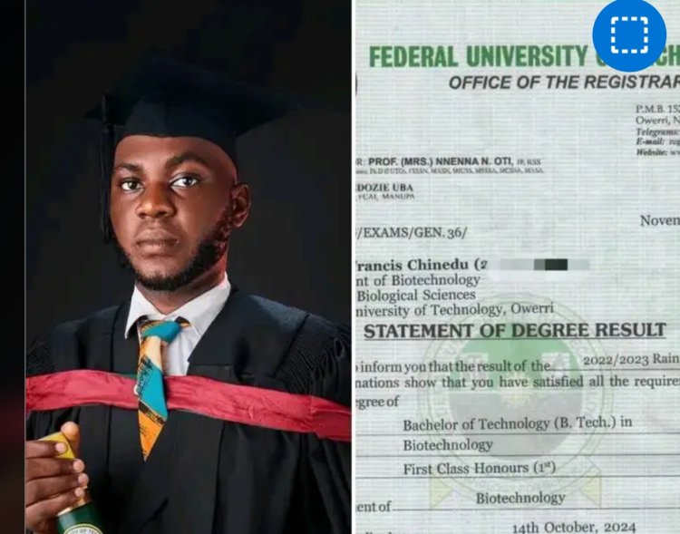 From Lodge Cleaner to First-Class Graduate, Eneh Francis Chinedu Shares His Inspiring Journey