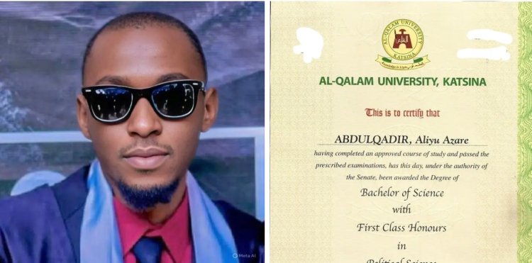 Al-Qalam University Graduate Abdulqadir Aliyu Azare Achieves Achieves First Class Honours in Political Science