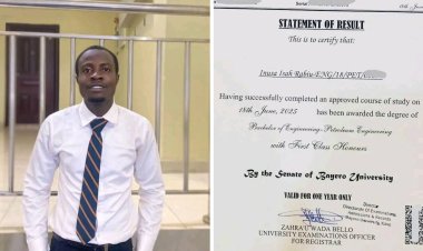 BUK Student Inusa Rabiu Achieves First Class Degree in Petroleum Engineering