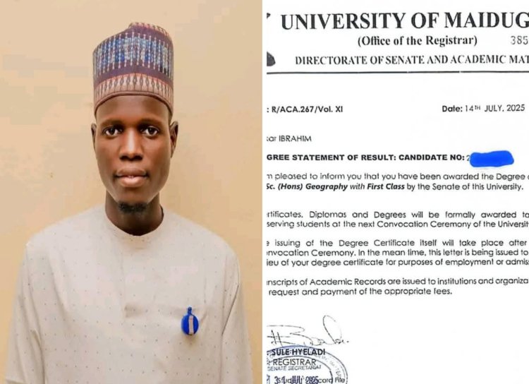 University of Maiduguri Congratulates Bukar Ibrahim, First-Class Geography Graduate