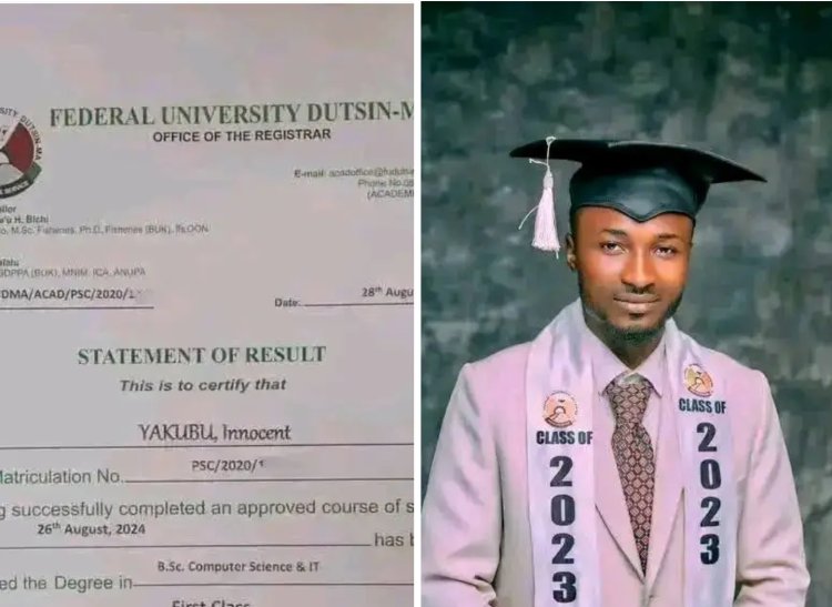Outstanding Academic Yakubu Innocent Graduates with First Class Honours