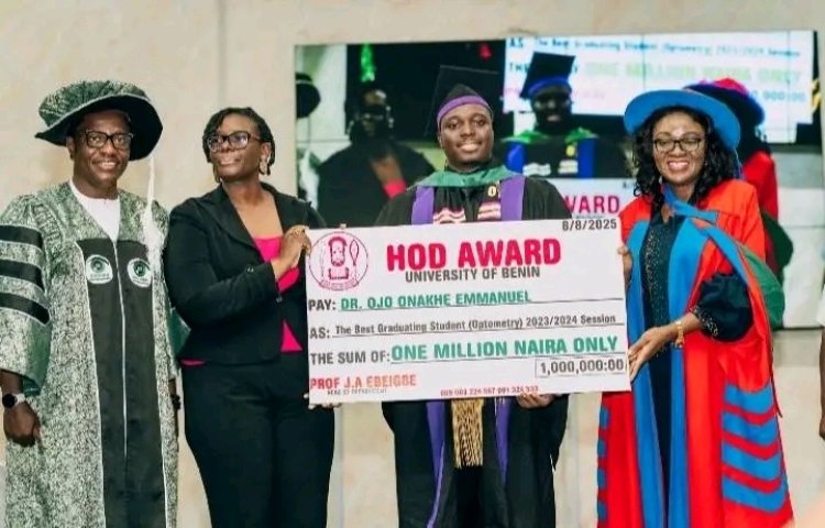 University of Benin Celebrates Onakhe Ojo's Outstanding For Achieving Best Graduating Student of the Faculty of Optometry