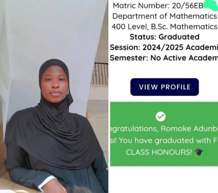 Romoke Lasisi Achieves First Class Honours in Mathematics
