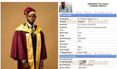 UNILAG Graduate Damilare Haroun Adebakin Breaks Record, Achieves Perfect 5.0 CGPA