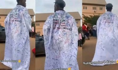 “4 Years No Be 4 Days” – Nigerian Graduate Rocks Agbada to Celebrate Sign-Out