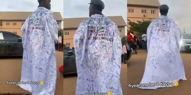 “4 Years No Be 4 Days” – Nigerian Graduate Rocks Agbada to Celebrate Sign-Out