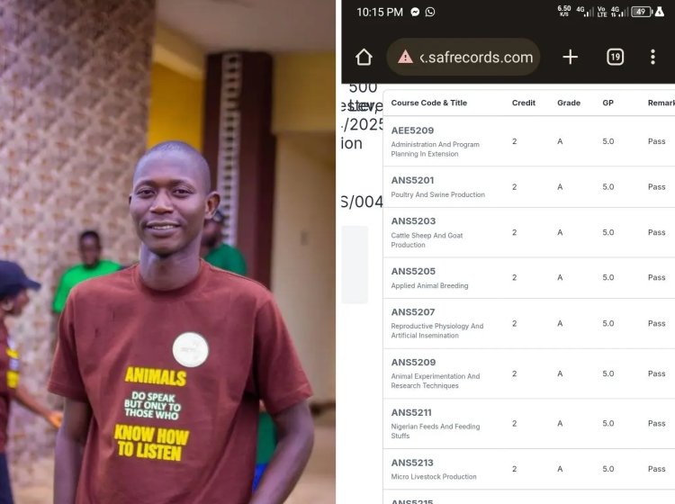 Federal University of Kashere Graduate Achieves Academic Excellence With First-Class honors in Animal Science