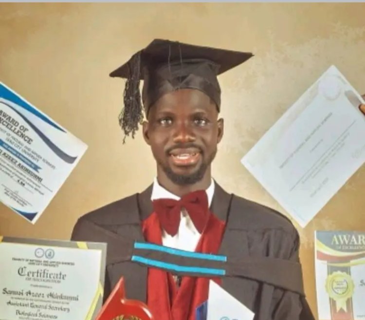 Meet Sanusi Akinkunmi, who emerged as the Best Male Graduating Student from the Faculty of Sciences with First Class Honours at Lead City University, Nigeria