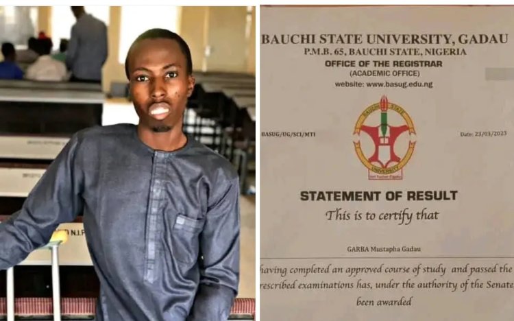Meet Mustapha Garba Gadau, a physically challenged individual who graduated with a First Class in Mathematics From BASUG