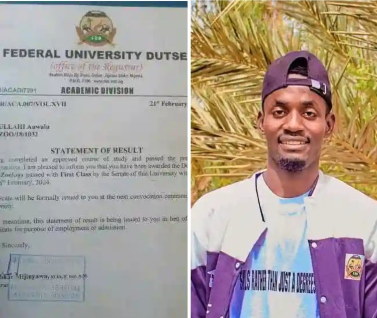 Auwalu Abdullahi Achieves First-Class Degree in BSc. Zoology from Federal University Dutse