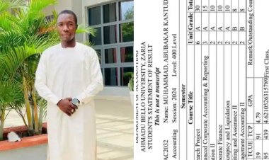 Ahmadu Bello University Graduate Muhammad Abubakar Kantudu Achieves Academic Excellence With First Class Honour