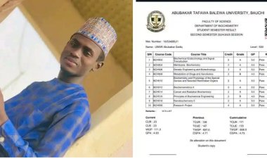 Umar Abubakar Sadiq shines with first class in Biochemistry from ATBU