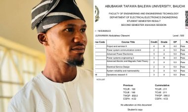 Abdulafeez Abdulrahman Achieves First-Class Honours at Abubakar Tafawa Balewa University