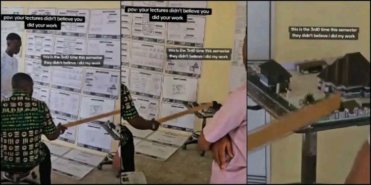 FUTO student cries out as lecturer destroys his architecture project