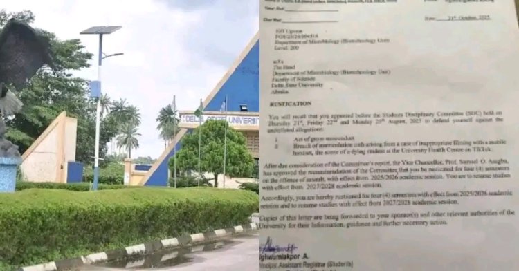 DELSU Suspends Student for Two Years Over TikTok Video of Dying Colleague