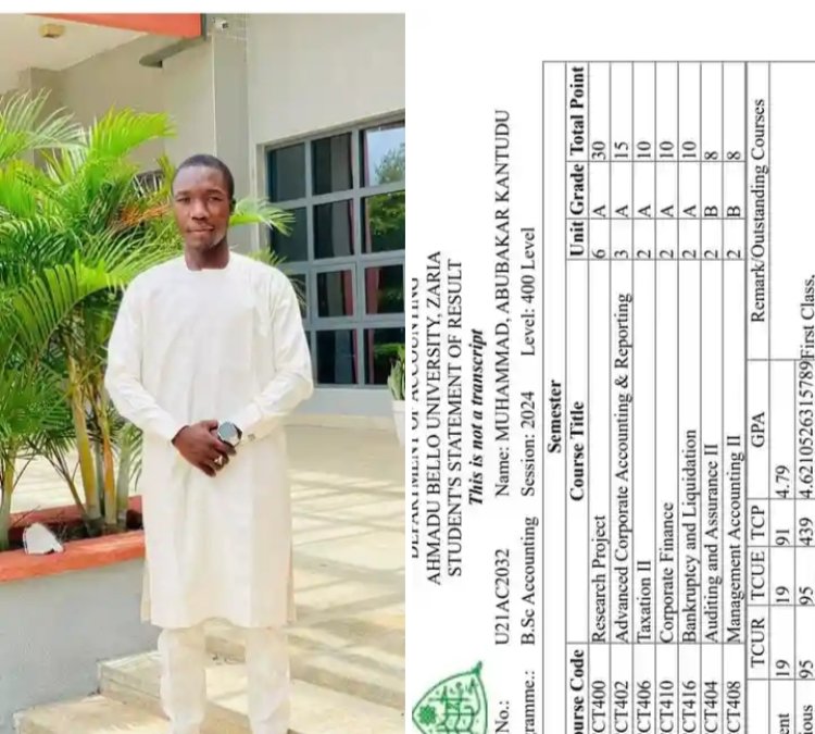 Ahmadu Bello University Graduate Muhammad Abubakar Kantudu Achieves Academic Excellence With First Class Honour