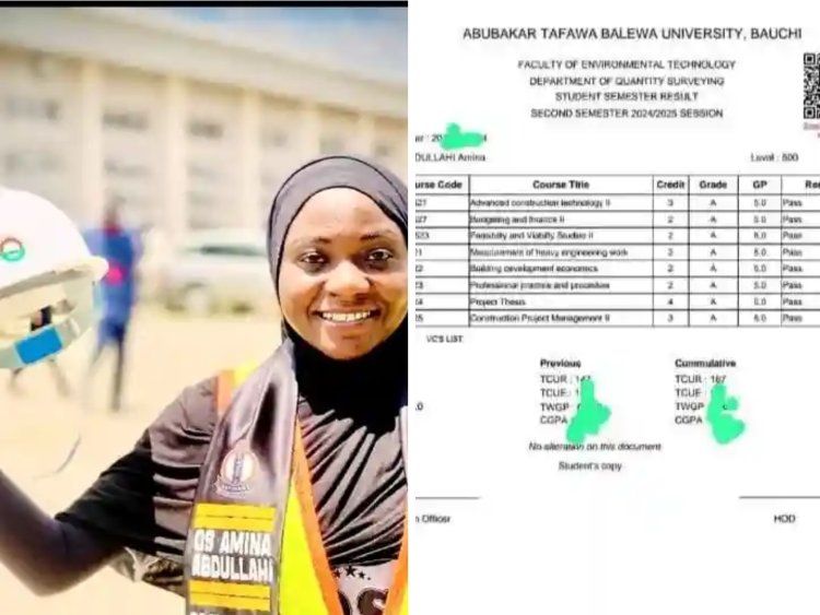 ATBU Records First Female 5.0 CGPA Graduate in Quantity Surveying