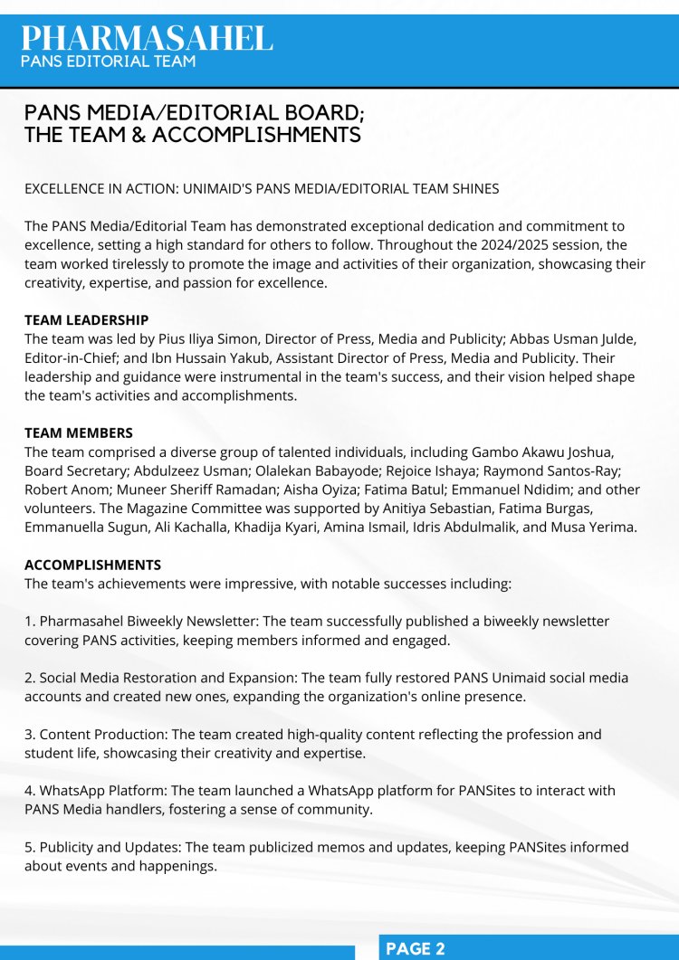 Pius Iliya Simon's Vision Drives The Revolution of PANS UNIMAID Media and Editorials: A New Era of Excellence