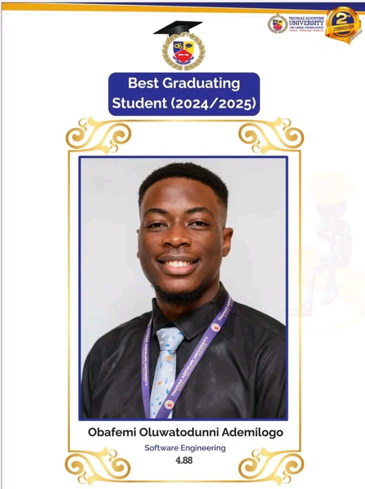 Thomas Adewumi University Announces Best Graduating Student for Class of 2025