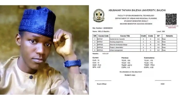 ATBU Records Historic First‑Class Honours in Urban and Regional Planning