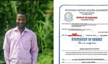 Gokok Ignatius Sylvester Achieves First-Class Honors at ATBU