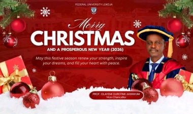 Warm Christmas and New Year Greetings from the Vice-Chancellor, Federal University Lokoja