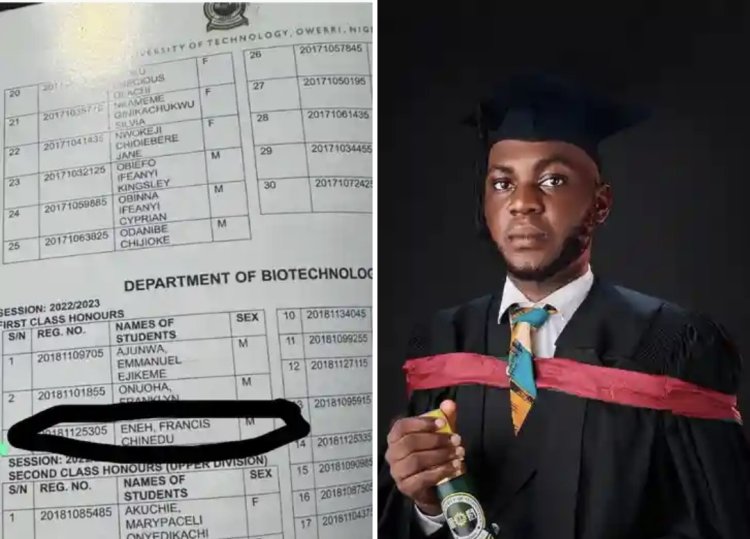 From Lodge Cleaner to First Class Graduate: Francis Chinedu Eneh Shatters Stereotypes at FUTO
