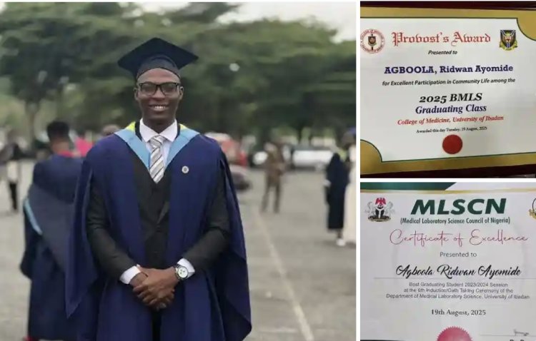 Agboola Ridwan Ayomide Emerges Best Graduating Student with First Class Honours at University of Ibadan