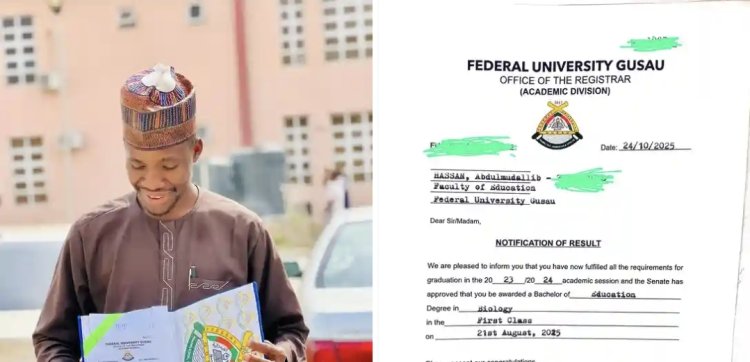 FUGUS ESAN President, Comrade Abdulmudallib Hassan Anka, Bags First Class in Education Biology