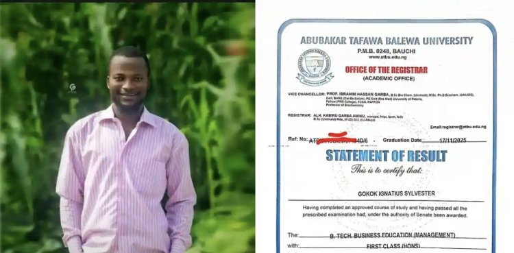 Gokok Ignatius Sylvester Achieves First-Class Honors at ATBU